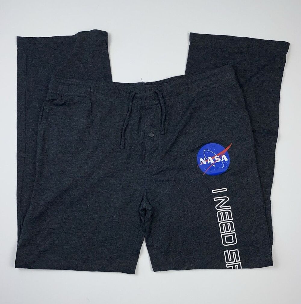 NASA I Need Space Gray Graphic Logo Pajama Pants Drawstring Pockets Size 2X